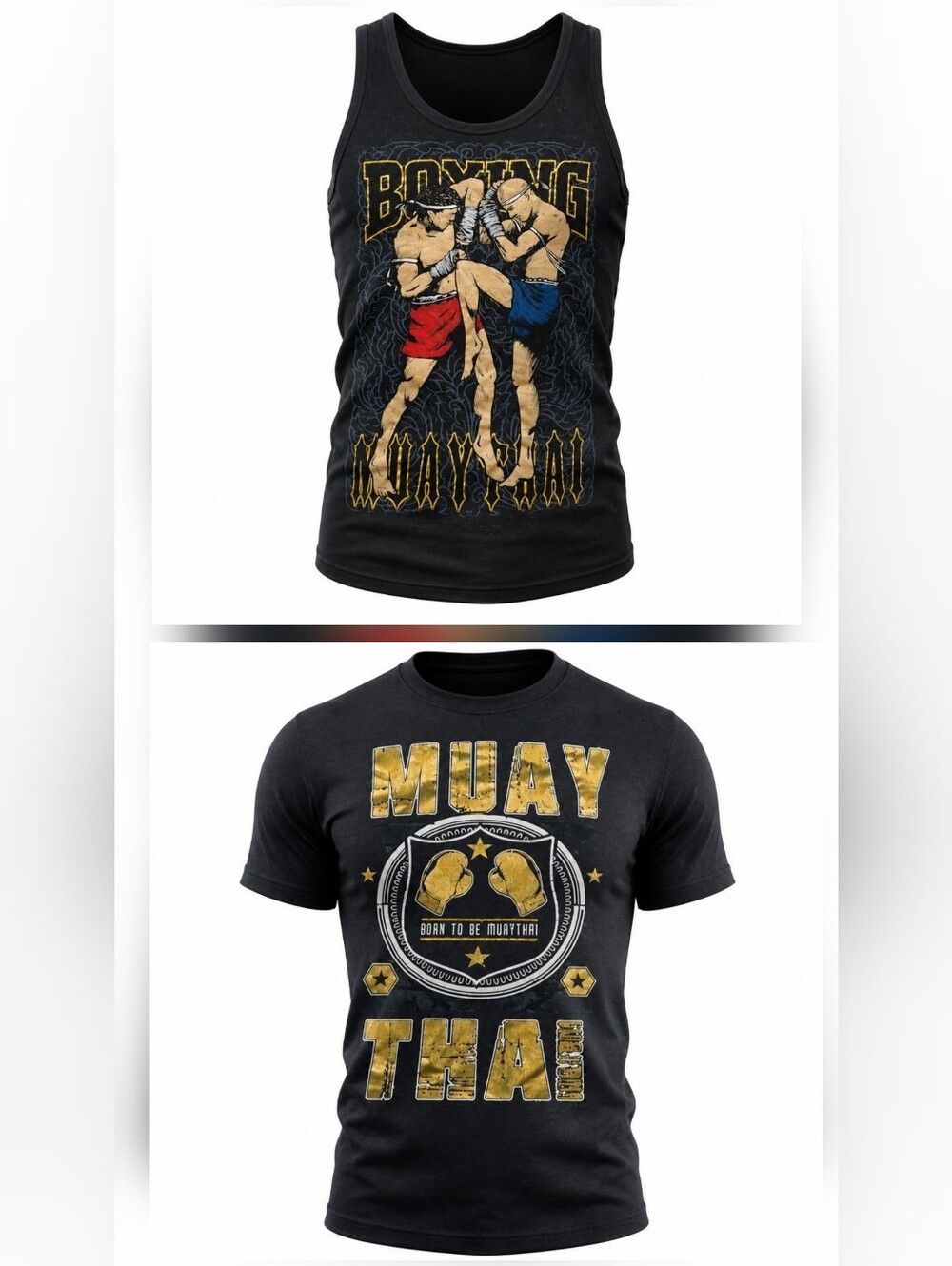Muay Thai tank top and T-Shirt Boxing kickboxer men's size XL Born to be